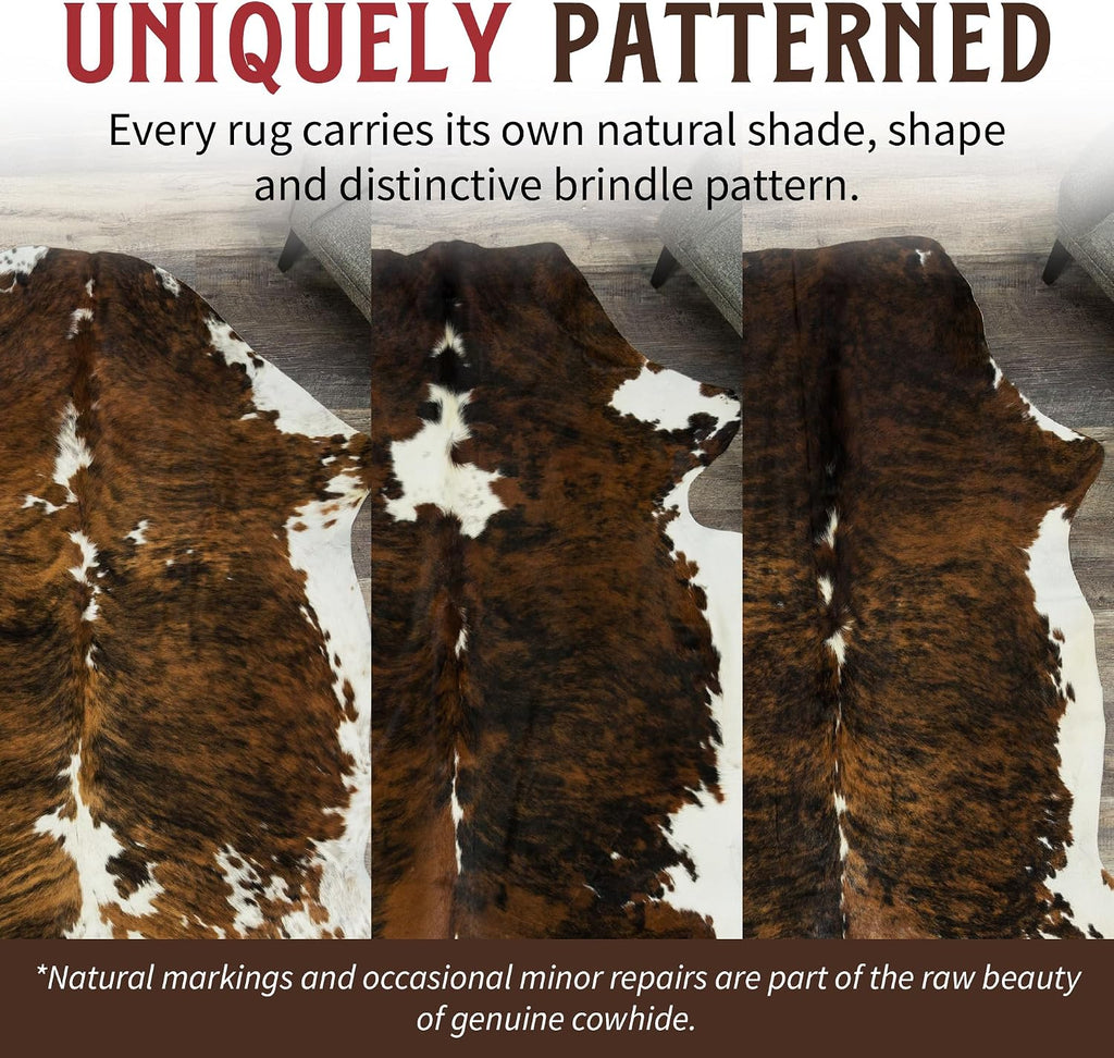 HIDES BAZAAR Brown Brindle Cowhide Rug 5x7 ft, Real Hair on Hide Area Rug