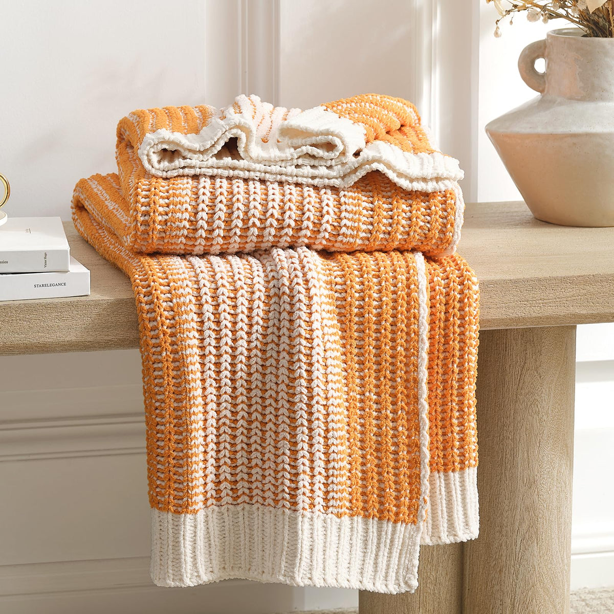 Moss-Stitch Chenille Throw Blanket