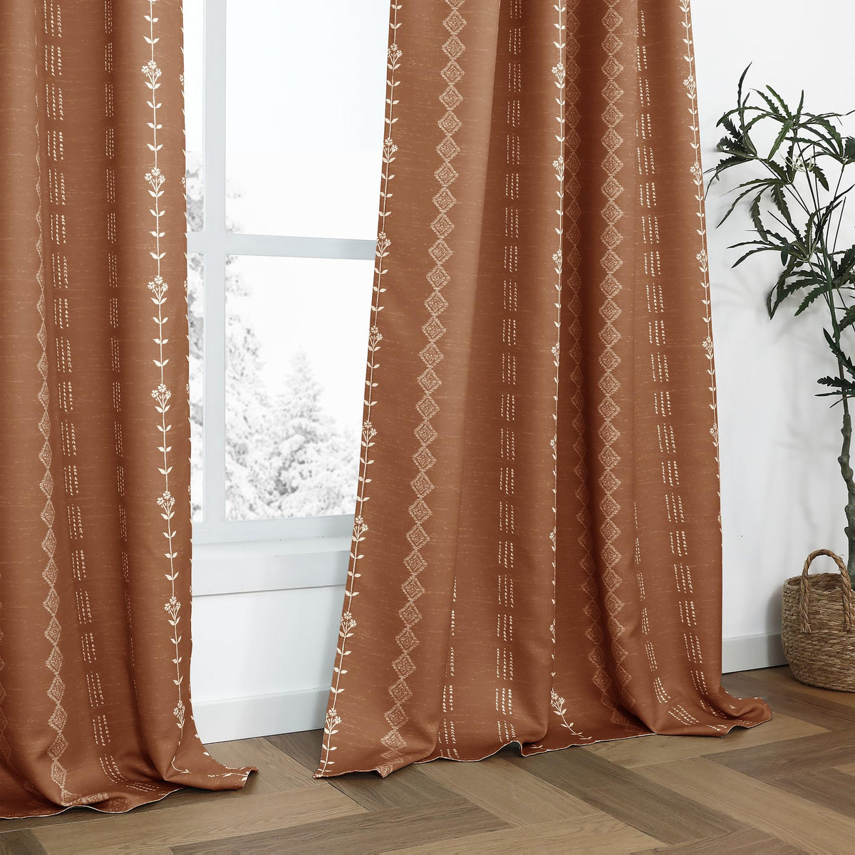 Earth-Tone Boho Curtains, Set of Two