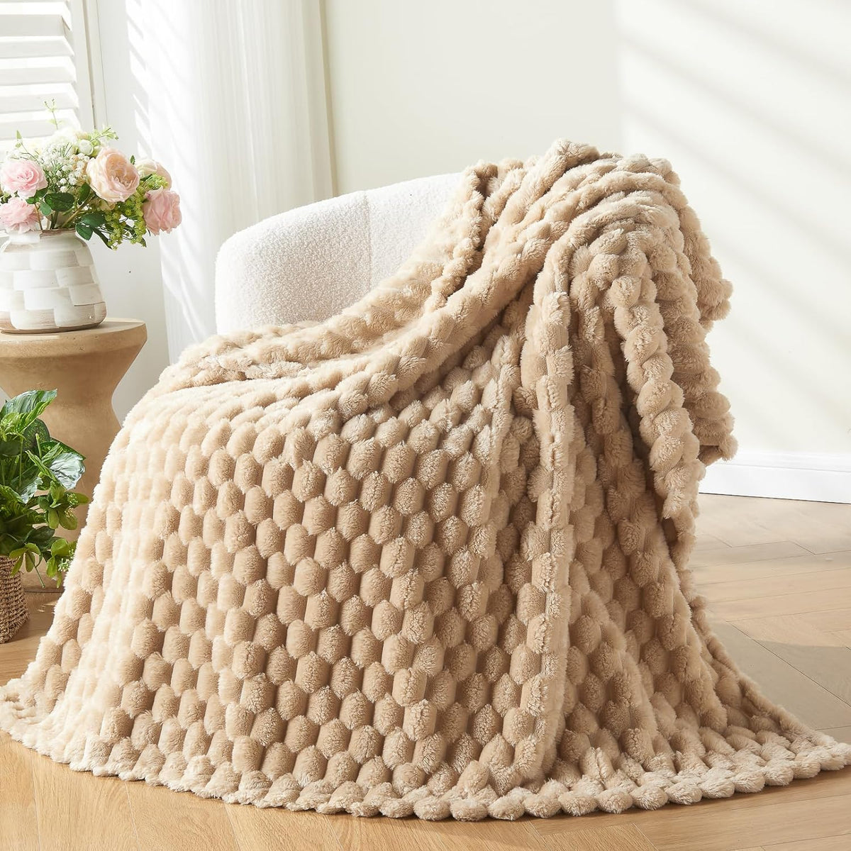 Ribbed Fleece Throw Blanket