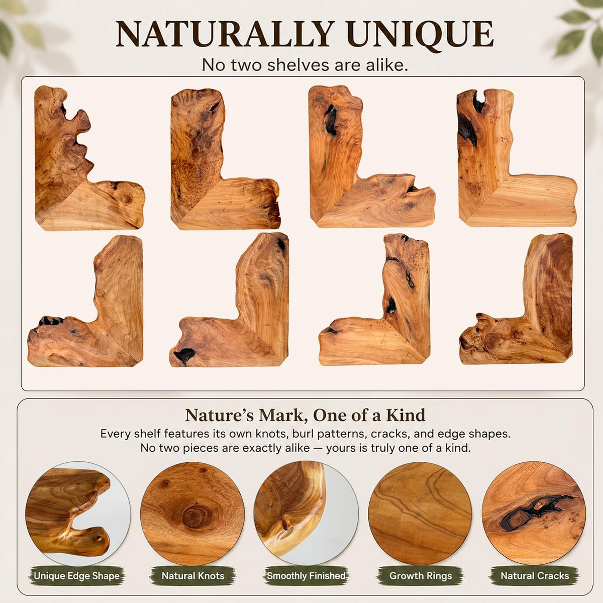 Live-Edge Cedar Root Corner Shelves – Set of 2