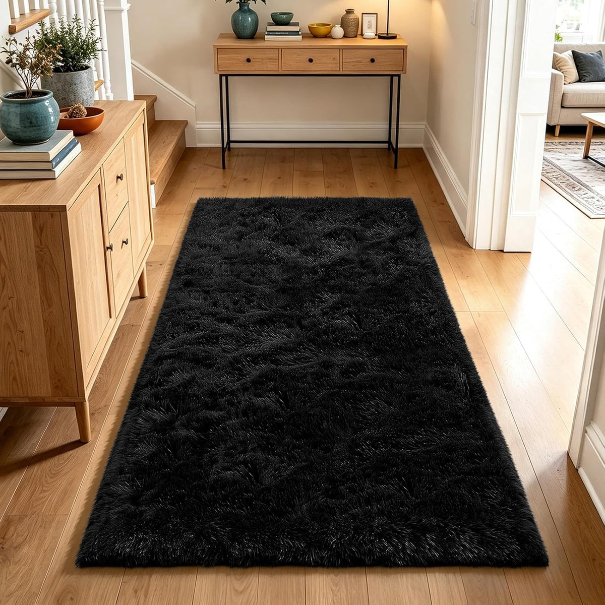 Mottled Beige 9x12 Area Rugs for Living Room, Fluffy Shag Rug Large Carpet