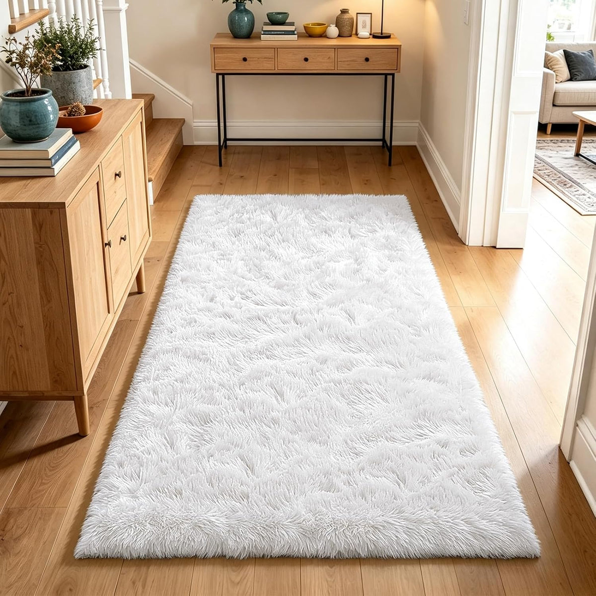 Mottled Beige 9x12 Area Rugs for Living Room, Fluffy Shag Rug Large Carpet