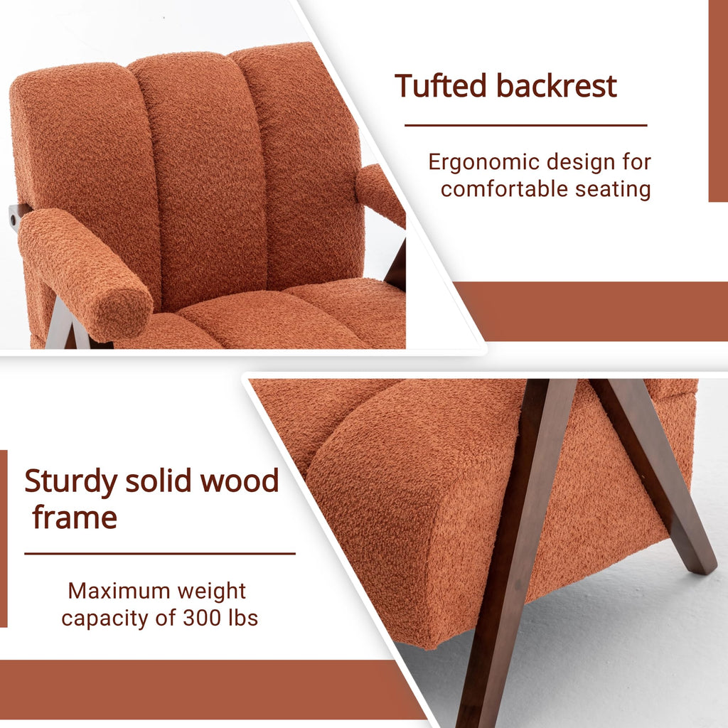 Mid Century Modern Accent Chairs Set of 2 with Solid Wood Frame