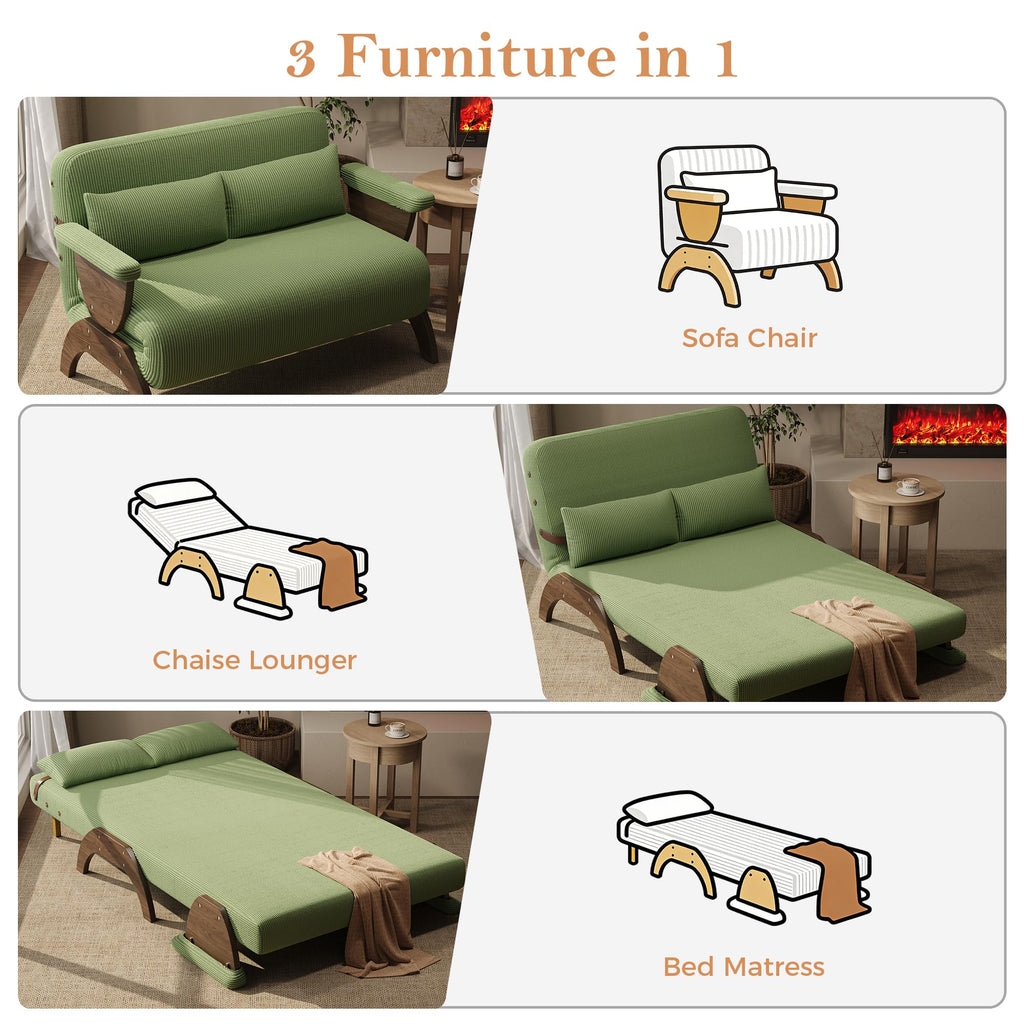 JASIWAY 47" 3-in-1 Convertible Sofa Sleeper Chair Bed for Adults, Futon