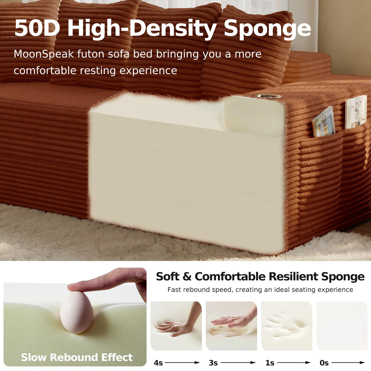 78.8'' Futon Sofa Bed, Boneless Couches for Living Room