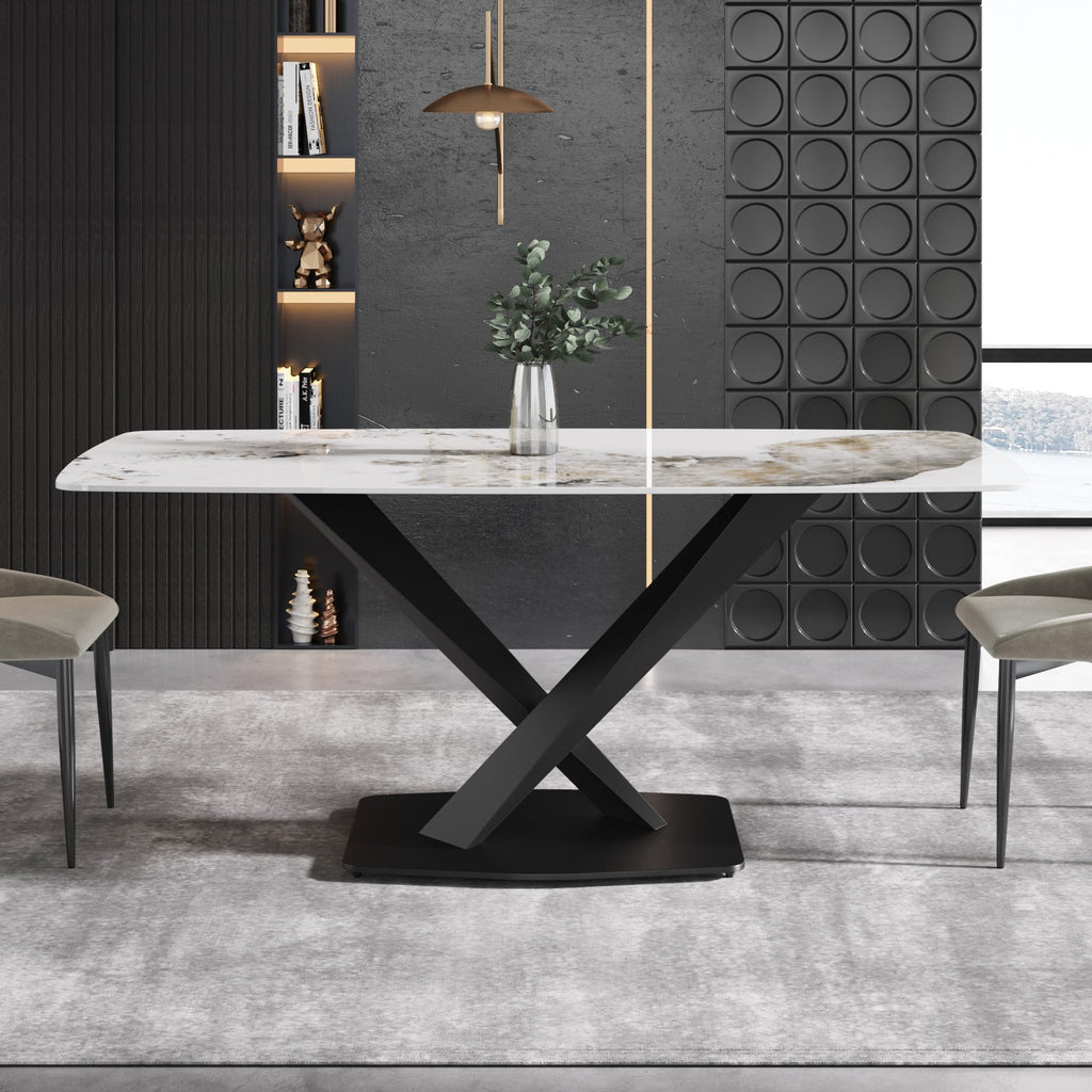 White Sintered-Stone Dining Table