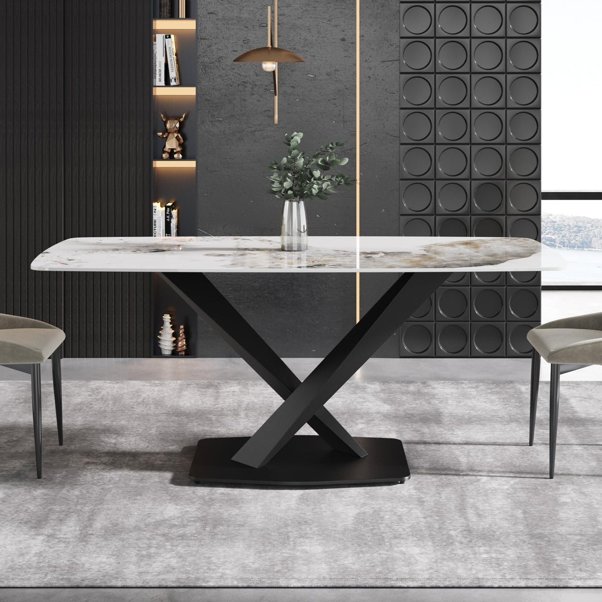 White Sintered-Stone Dining Table