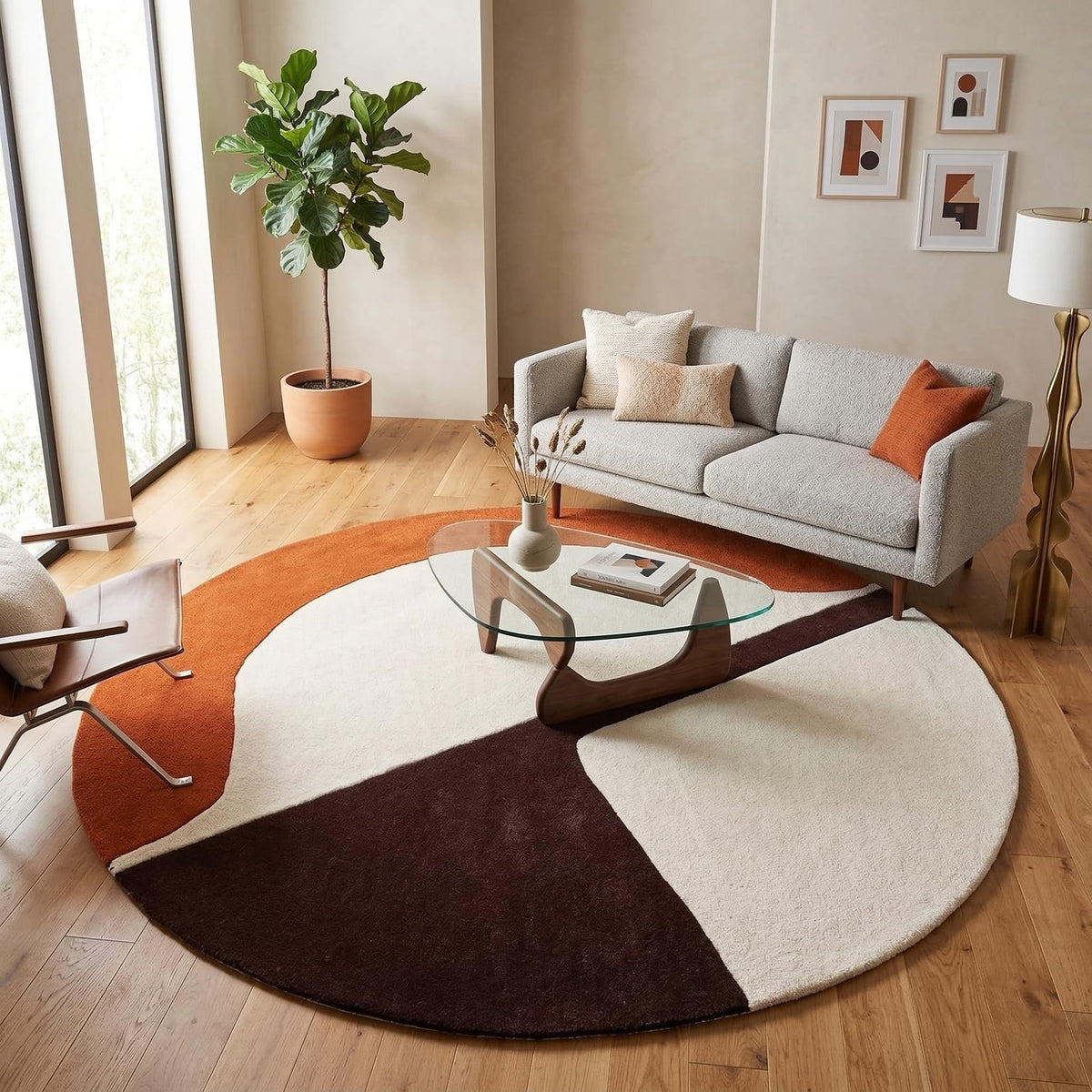 Hand-Tufted Round Wool Area Rug – Unique Modern Circular Design