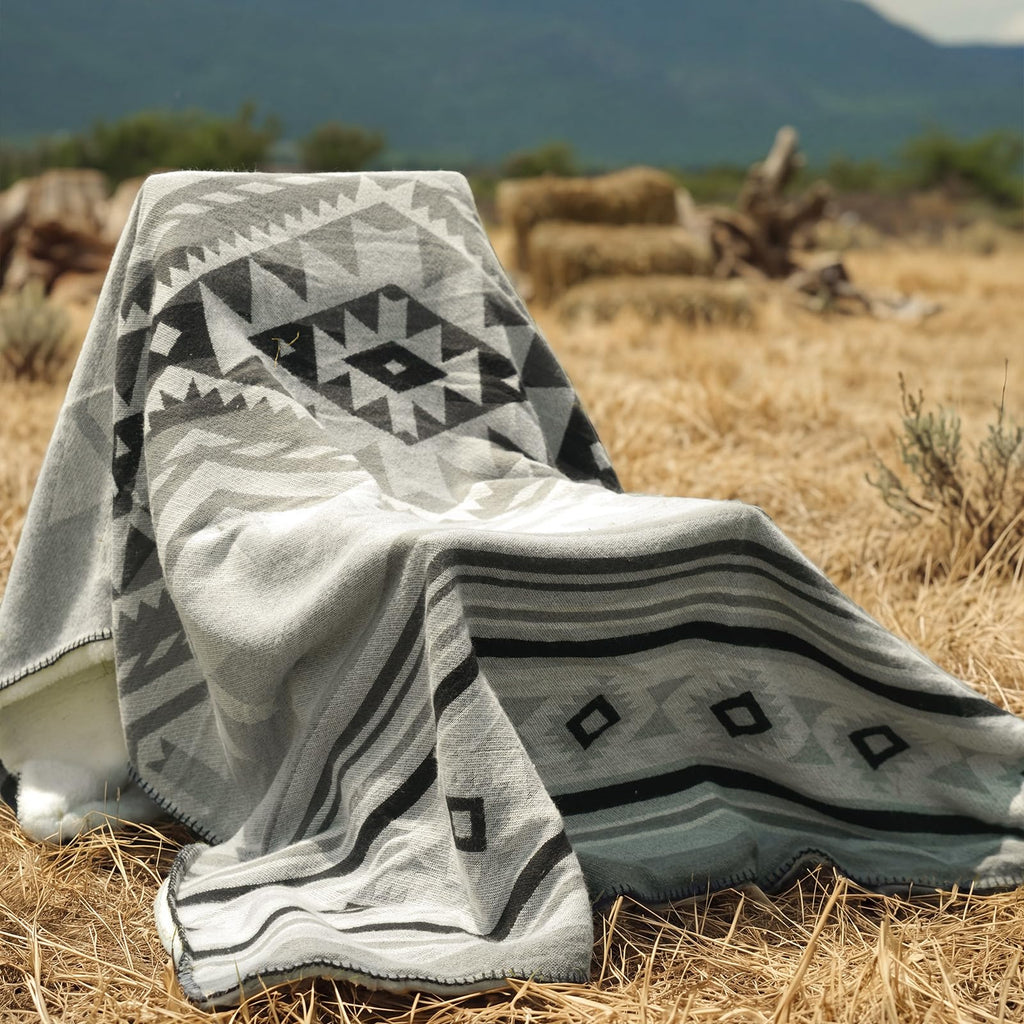 Aztec Sherpa-Lined Throw Blanket