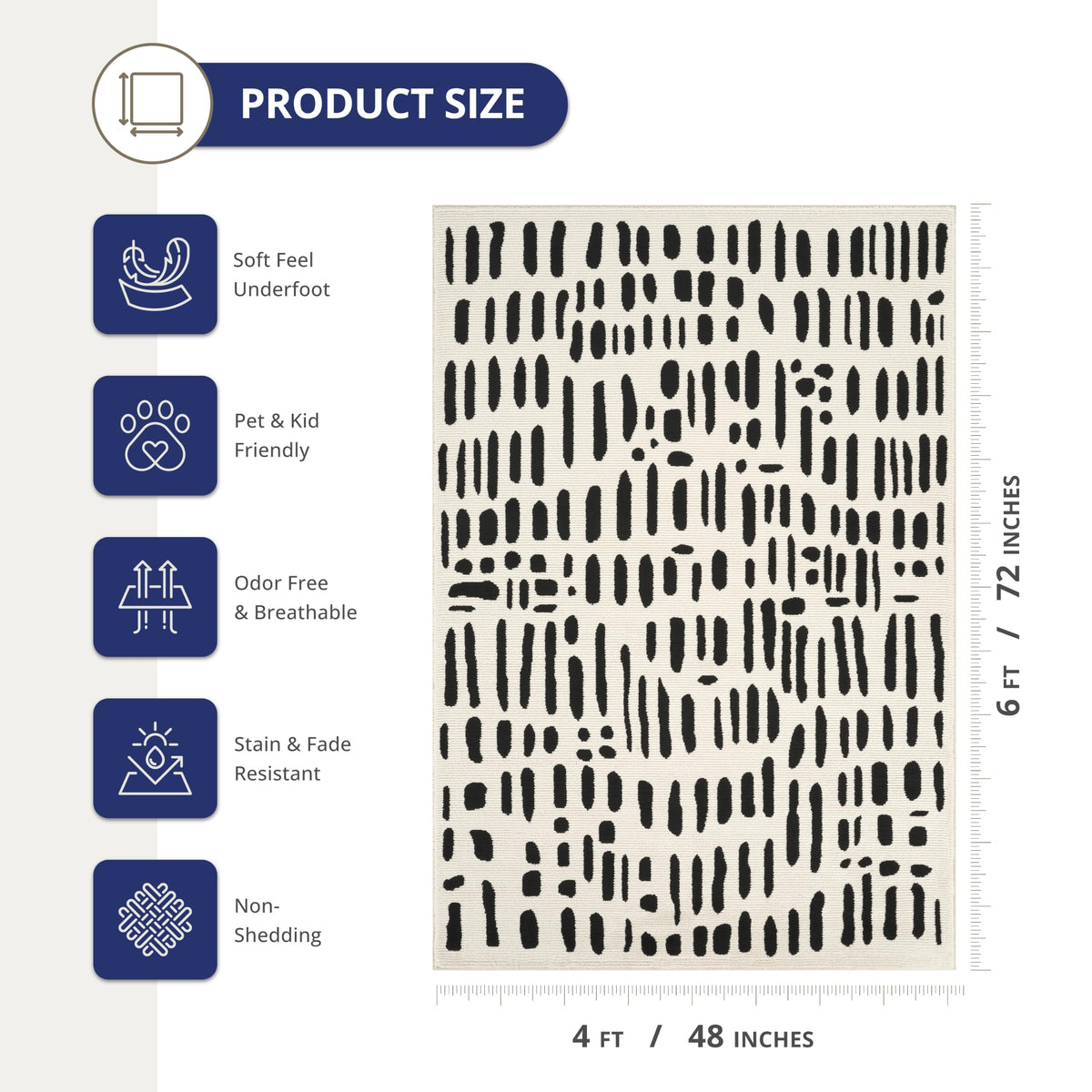 Abani Geometric Beige/Black Area Rug -6'x9' - Modern 3D Lines Design - Deco