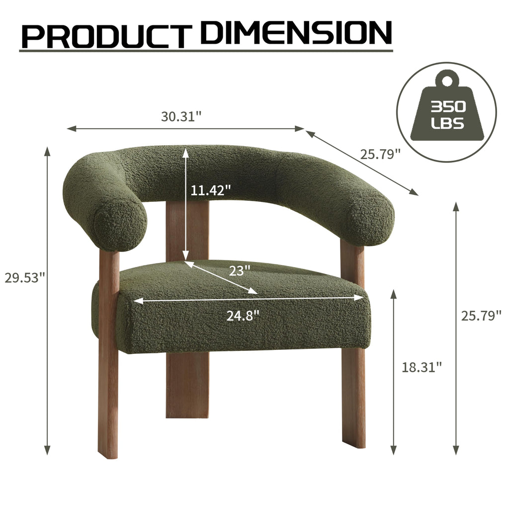 VKNOW Barrel Accent Chairs Set of 2 with Armrests and Rubberwood Legs