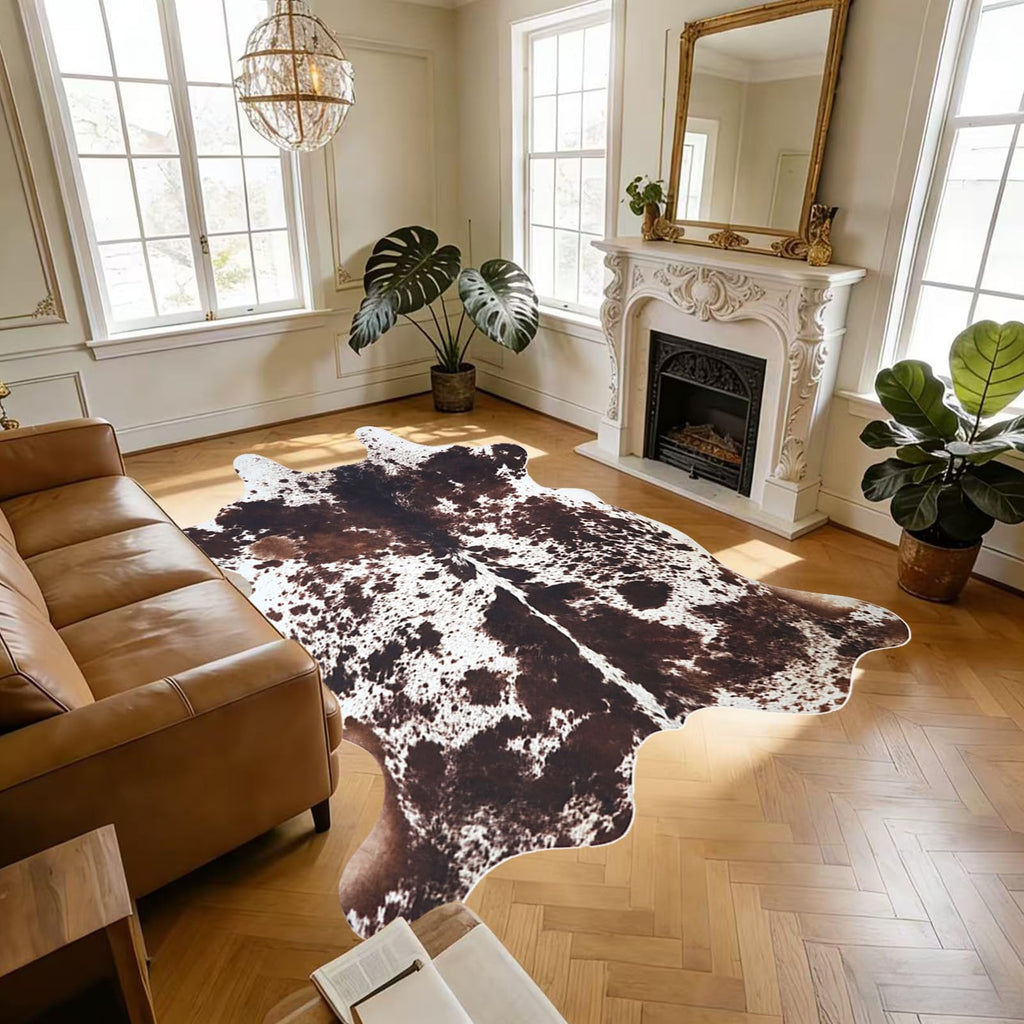 Faux Cowhide Rug 4.6x5.2 ft Cow Hide Faux Cowhide for Living Room Bedroom Dining