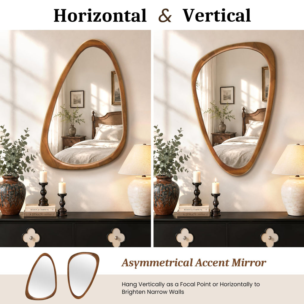 Solid Wood Irregular Full-Length Mirror