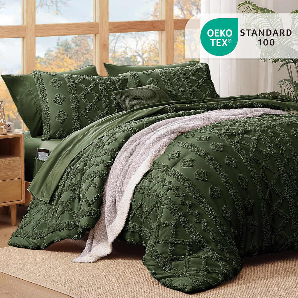 King Size Comforter Set- 7 Pieces Tufted Bed in a Bag King Bedding Sets