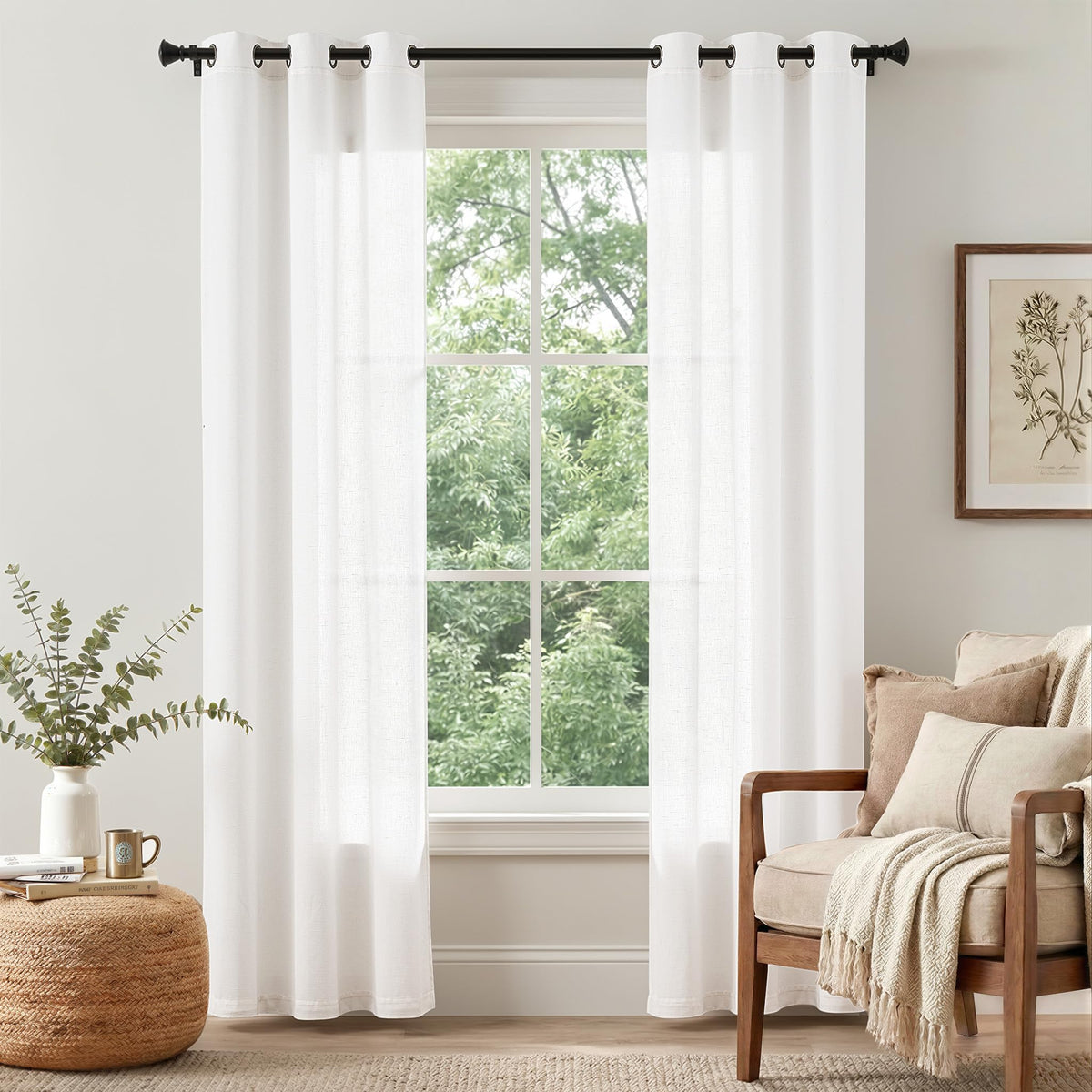 Linen Grommet Curtains, Set of Two