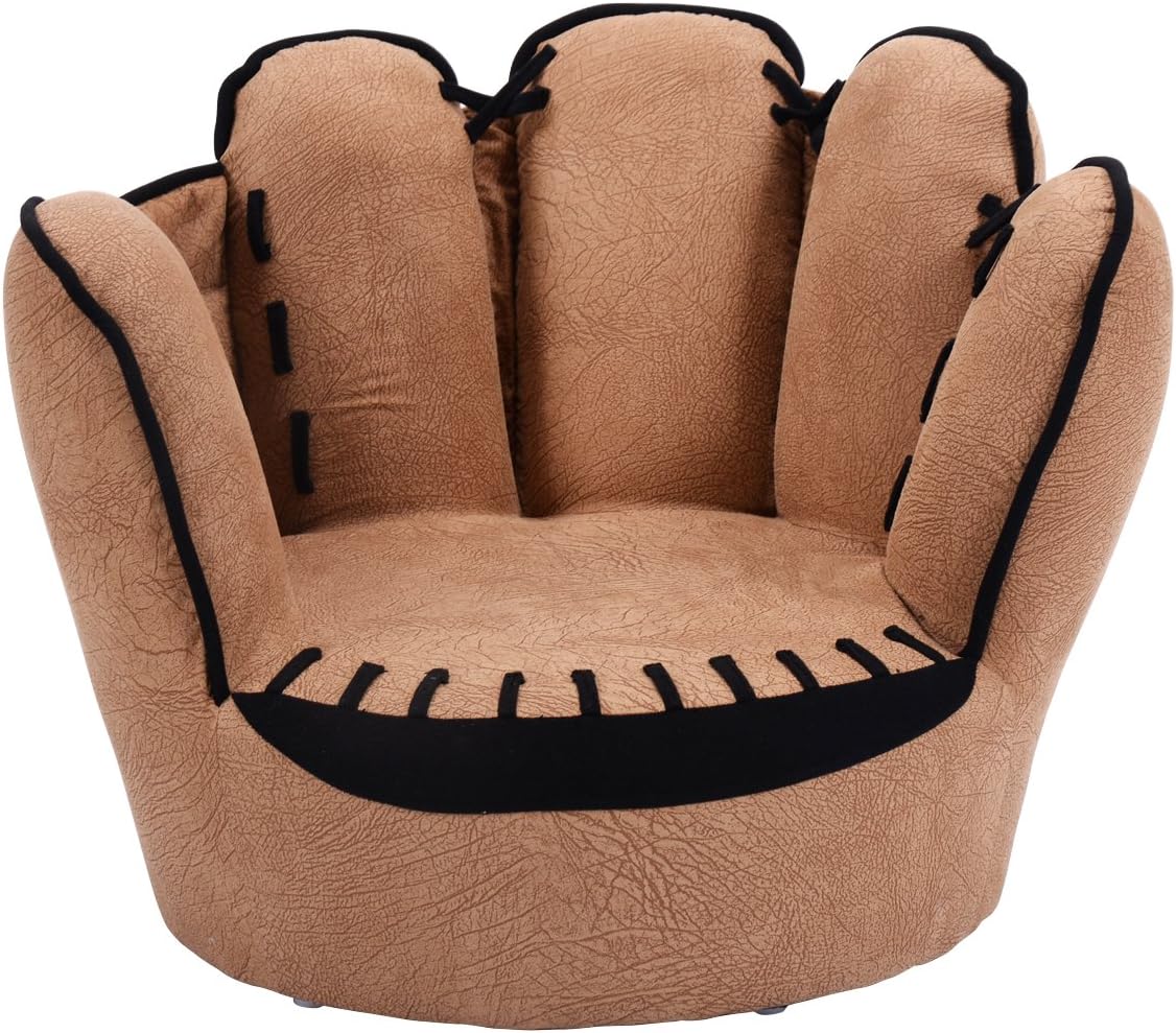 Kids Baseball Glove Toddler Armchair Couch with Solid Wood Frame for Playroom