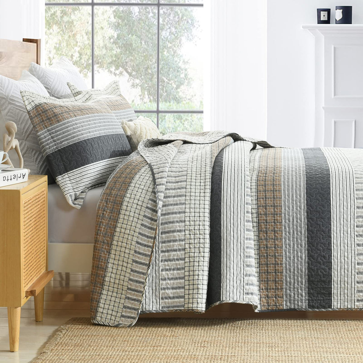 PANGUSHAN 100% Cotton Quilt Set Queen Size
