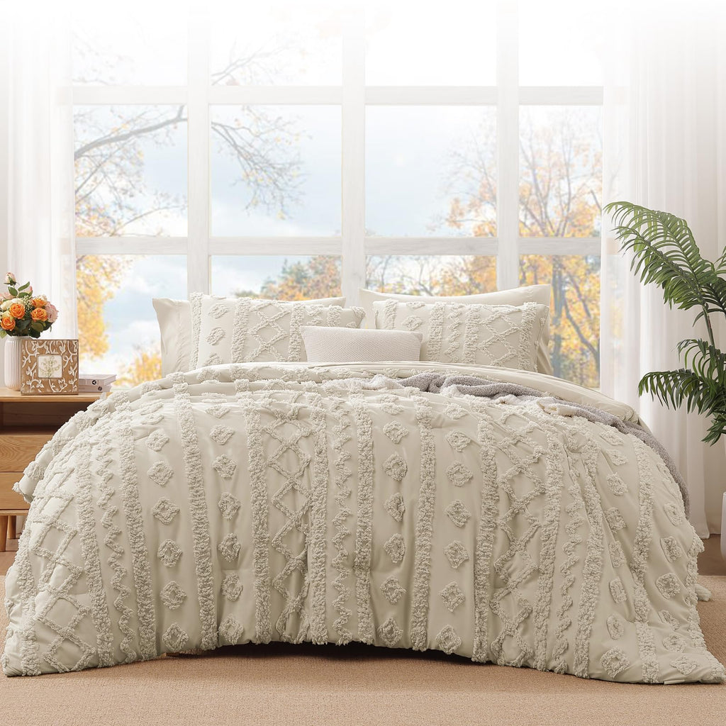 King Size Comforter Set- 7 Pieces Tufted Bed in a Bag King Bedding Sets
