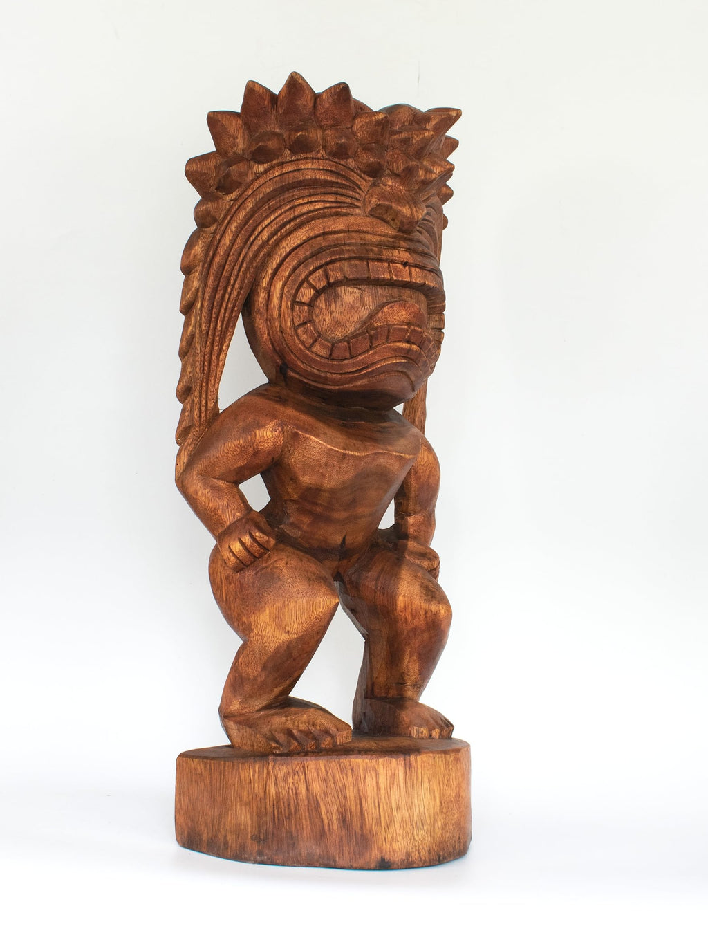 G6 Collection Handmade Wooden Primitive Tattoo Face Tribal Statue Sculpture Tiki