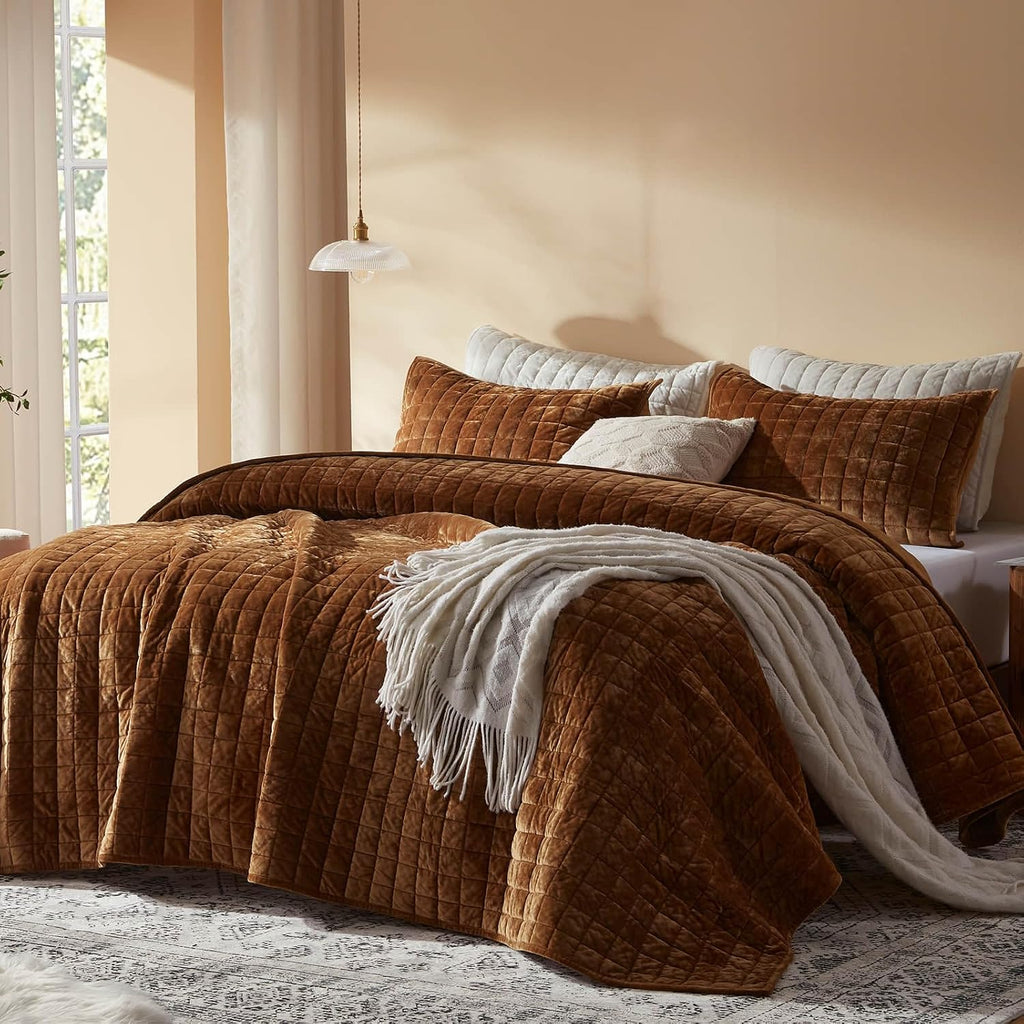 LEAONME Velvet Quilt King Size-98''x106''
