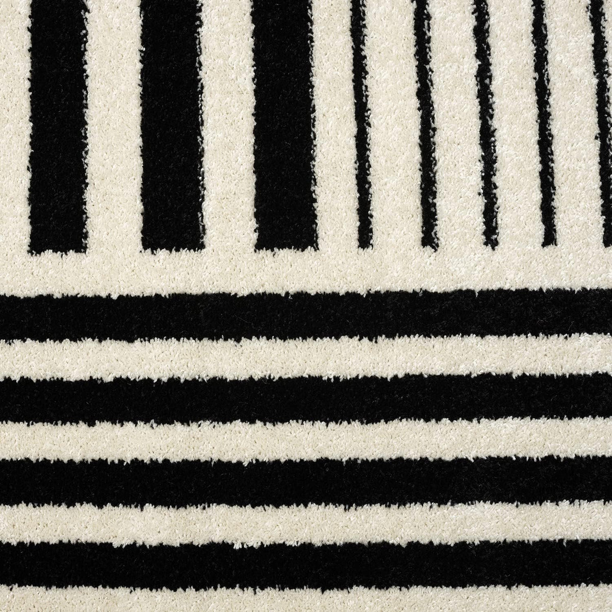 Abani Geometric Beige/Black Area Rug -6'x9' - Modern 3D Lines Design - Deco