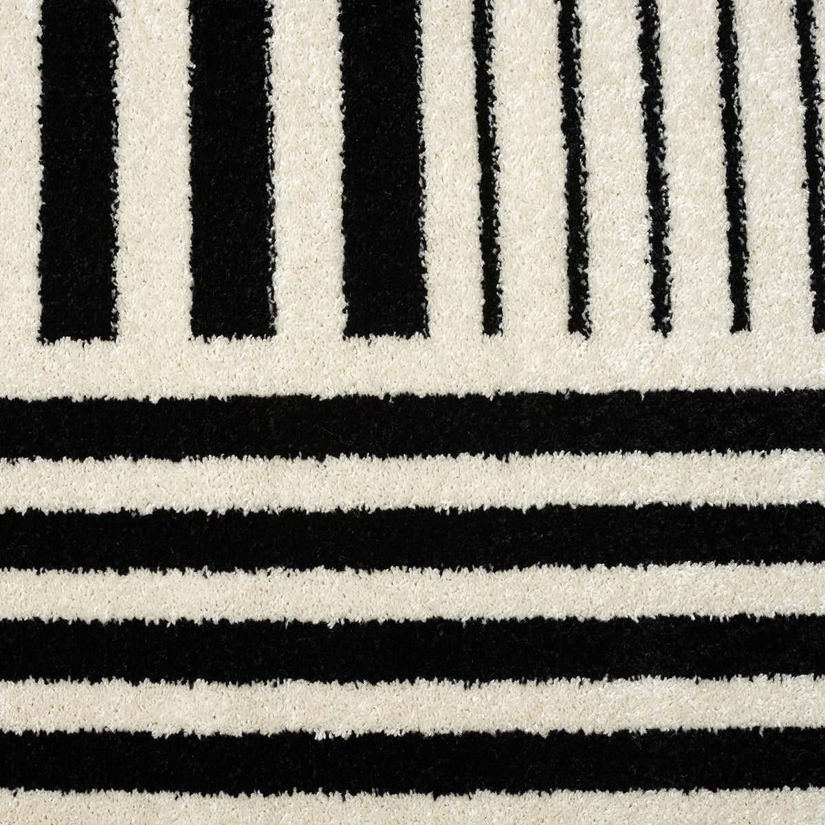 Abani Geometric Beige/Black Area Rug -6'x9' - Modern 3D Lines Design - Deco