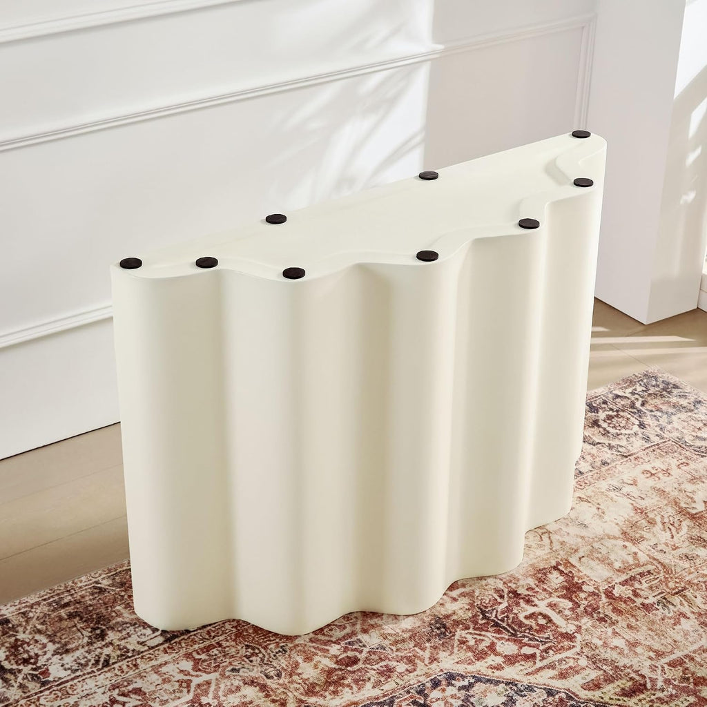 47.24" Fiberglass Entryway Table, Narrow Long Console Table, Modern Wavy Design Sofa Table Entrance Table for Living Room,Foyer,Hallway,No Need Assembly