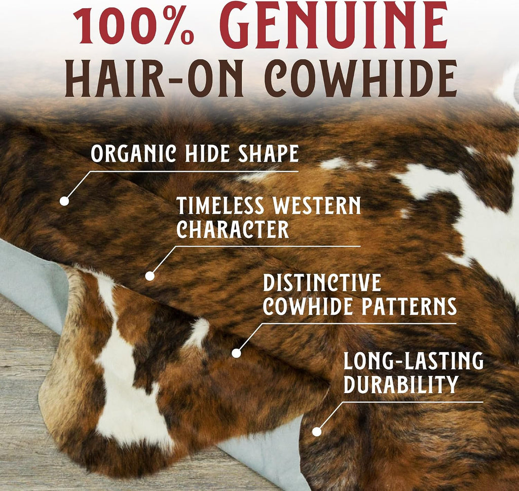 HIDES BAZAAR Brown Brindle Cowhide Rug 5x7 ft, Real Hair on Hide Area Rug