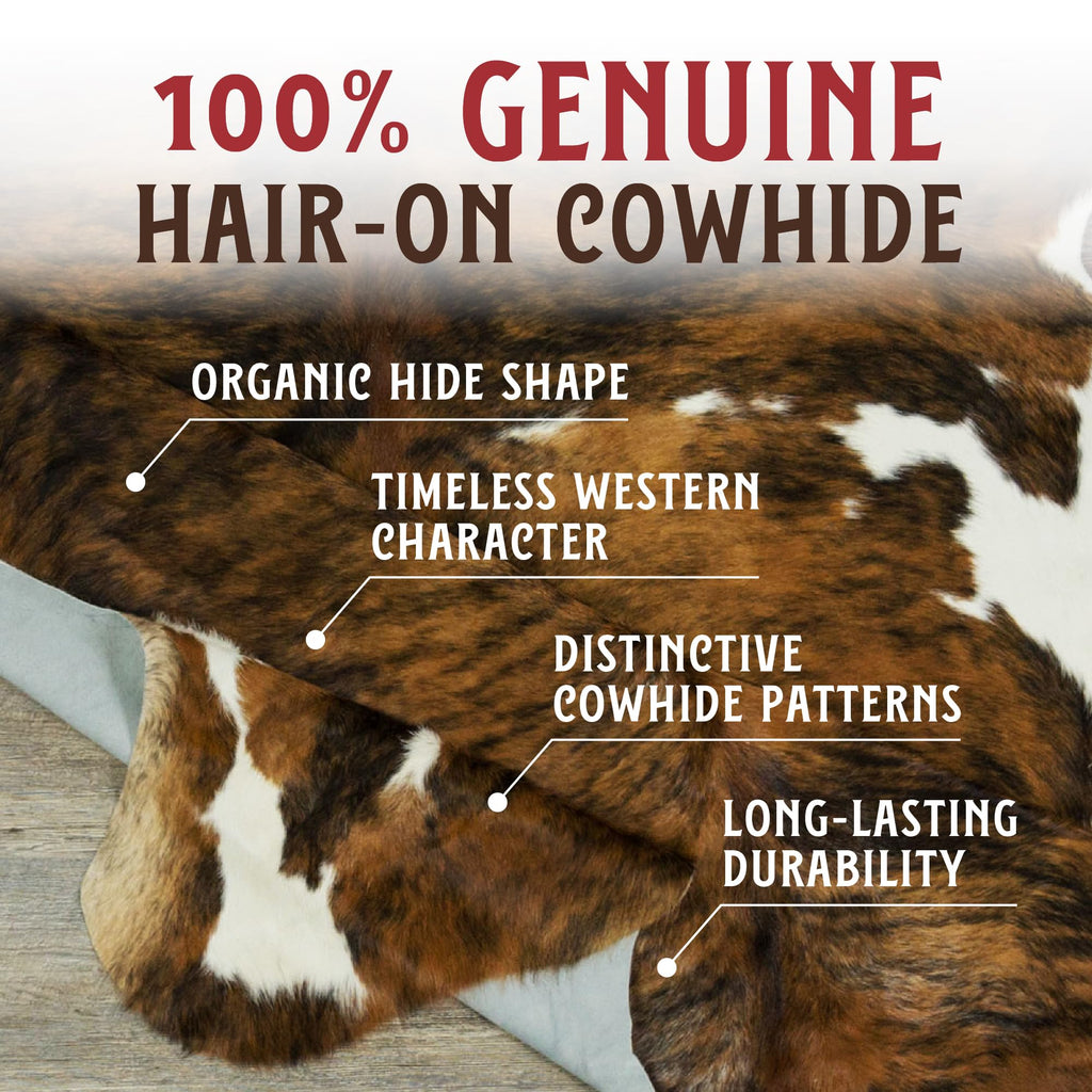 HIDES BAZAAR Brown Brindle Cowhide Rug 5x7 ft, Real Hair on Hide Area Rug
