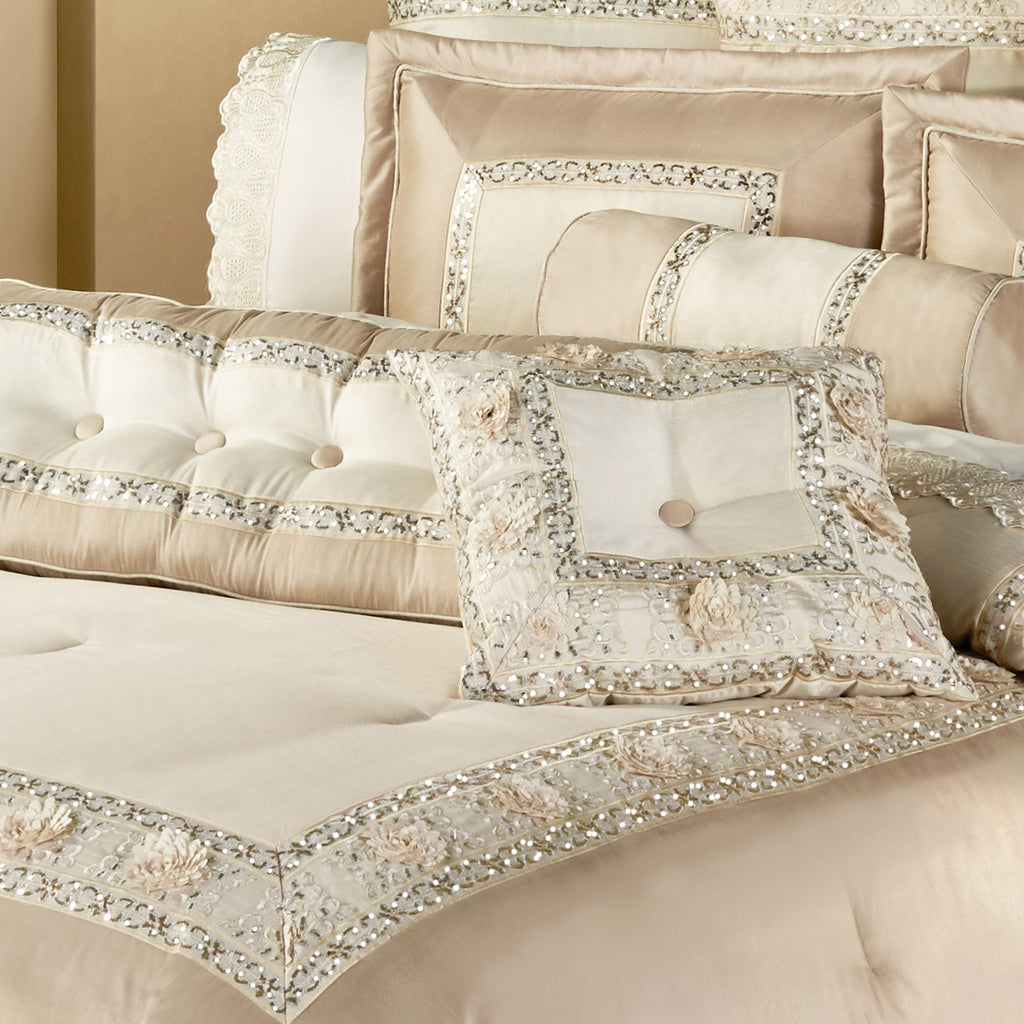 Touch of Class Luxury Elegante Faux Silk Comforter Bedding, Queen, 4 Pc Set