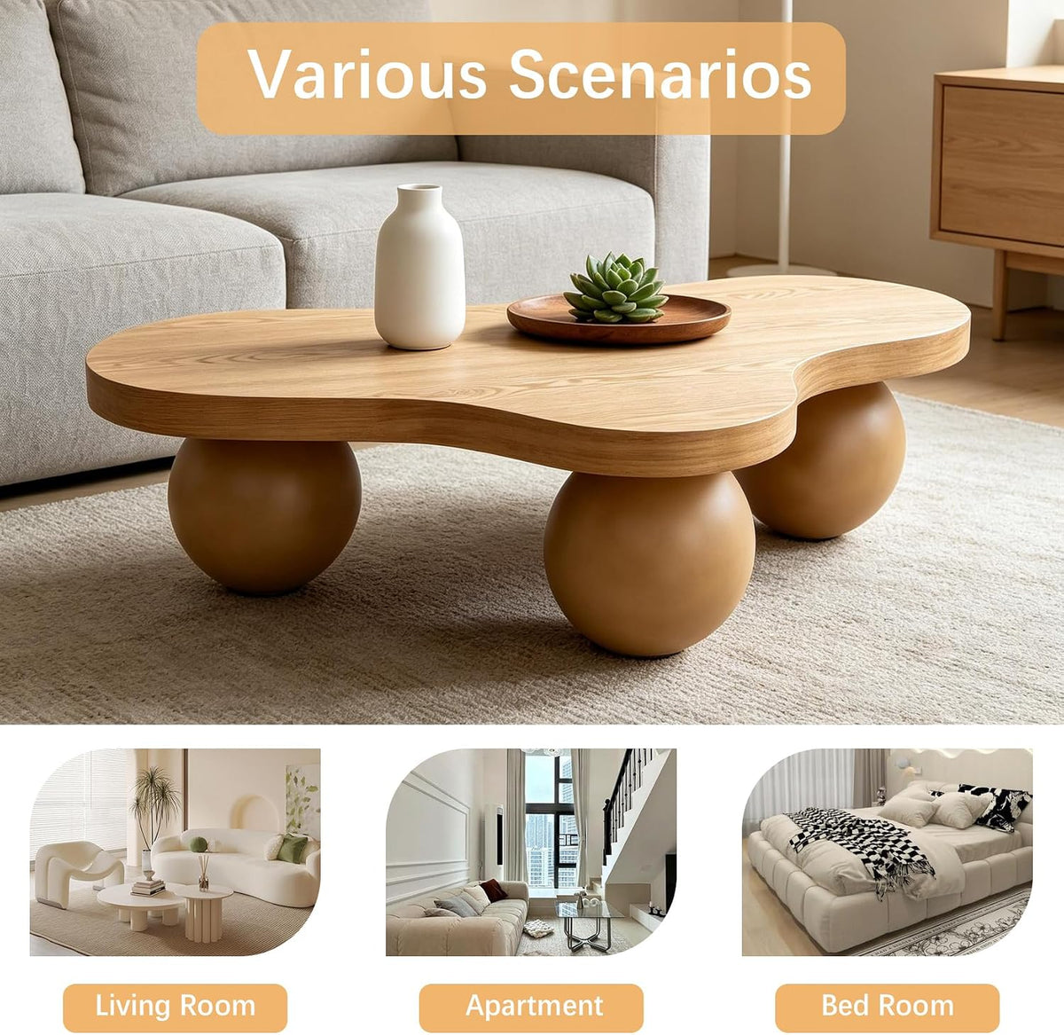 Cloud Coffee Table with Ball Legs