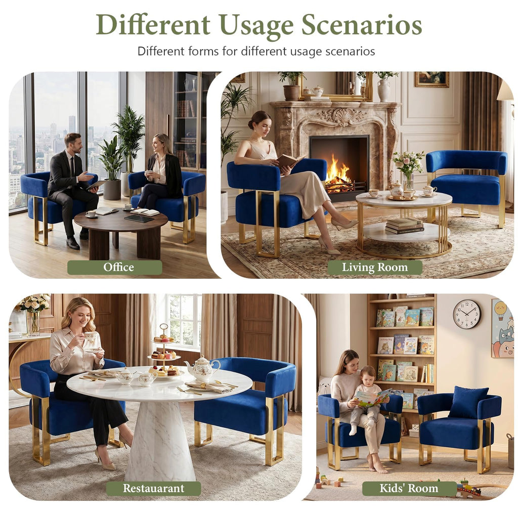 Modern Accent Chair Set of 2, Barrel Chairs, White Arm Chairs Living Room