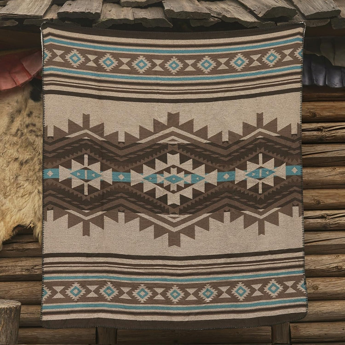 Aztec Sherpa-Lined Throw Blanket