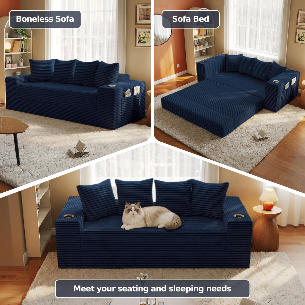 78.8'' Futon Sofa Bed, Boneless Couches for Living Room