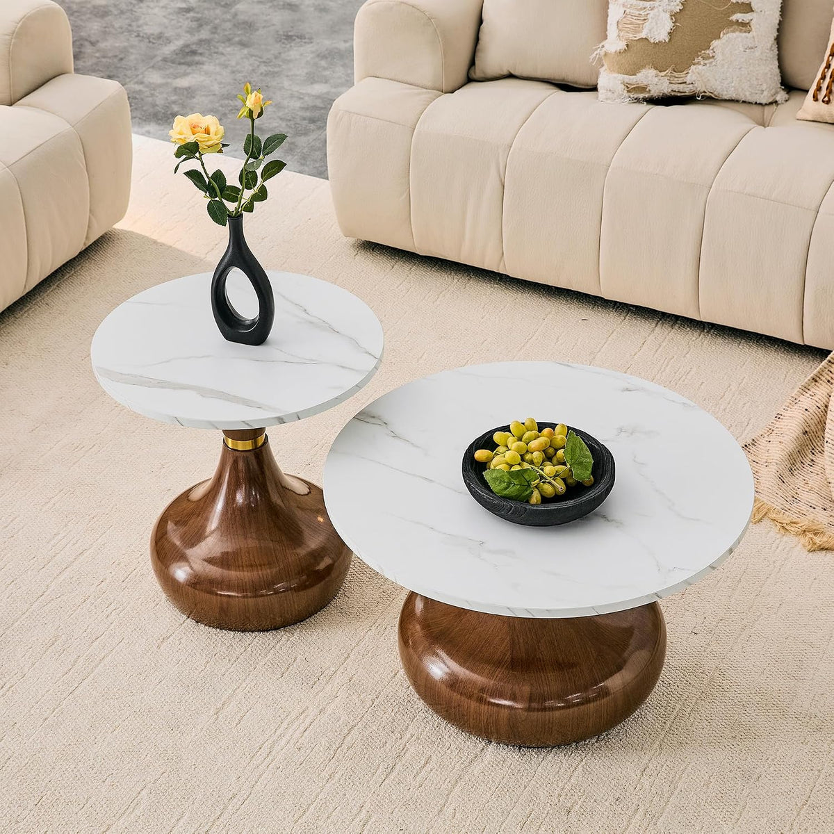 Faux-Marble Nesting Coffee Table Set