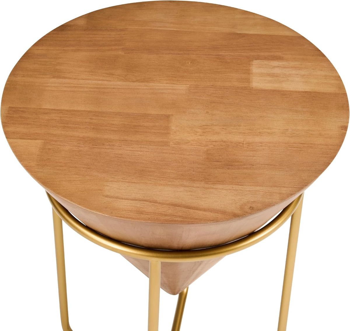 Cone-Shaped Round Wood Accent Table