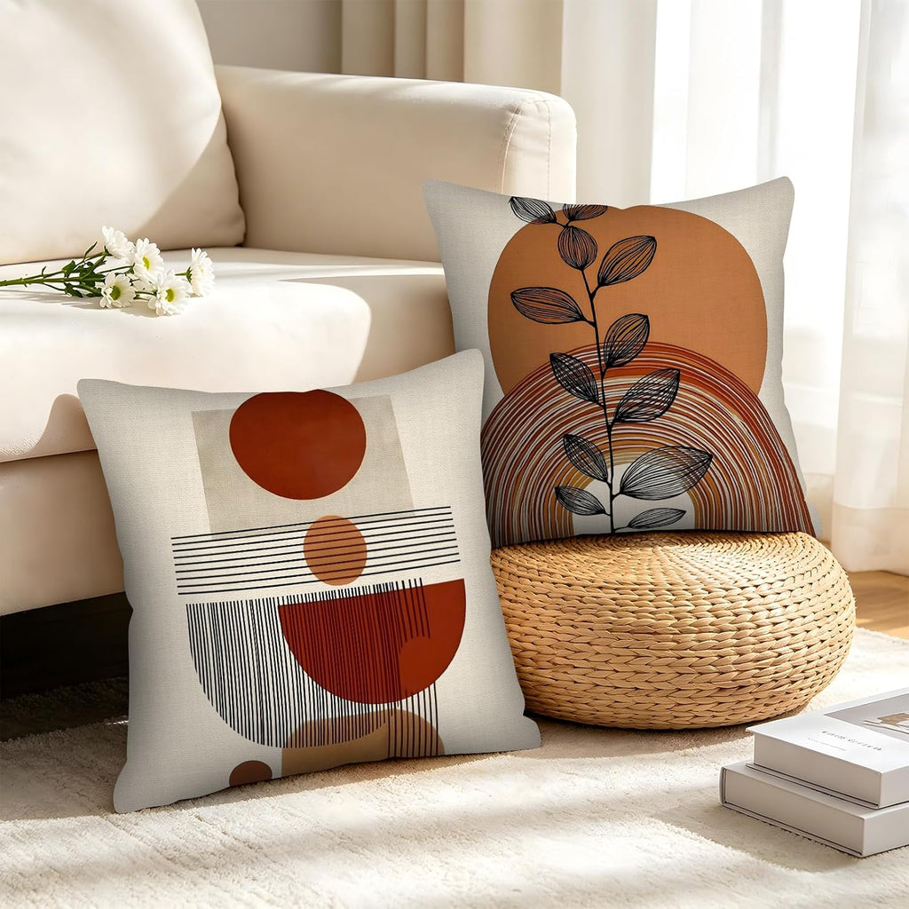 Boho Throw Pillows Covers 18X18 Set of 4, Terracotta Cushion