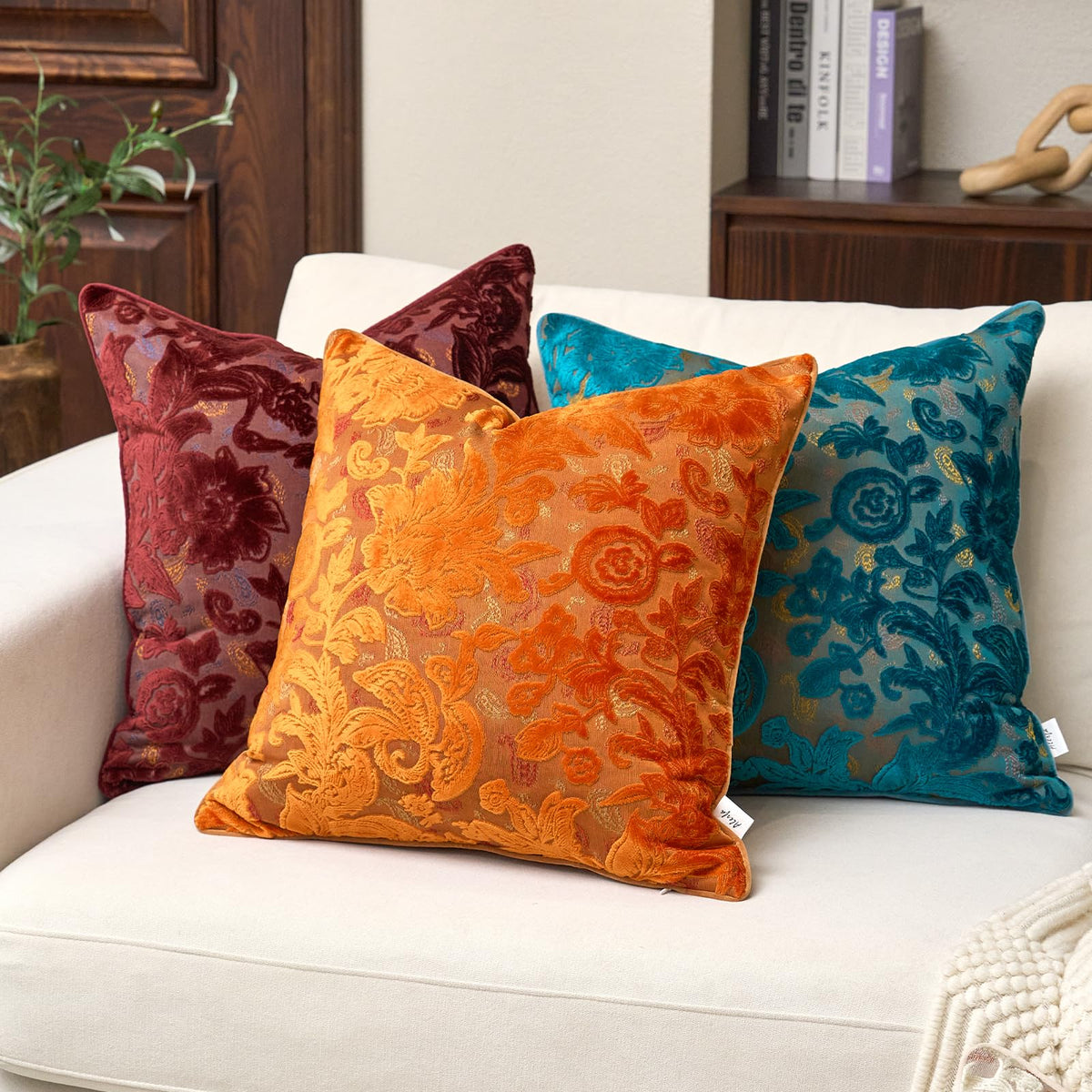 Vintage Floral Cut-Velvet Pillow Cover