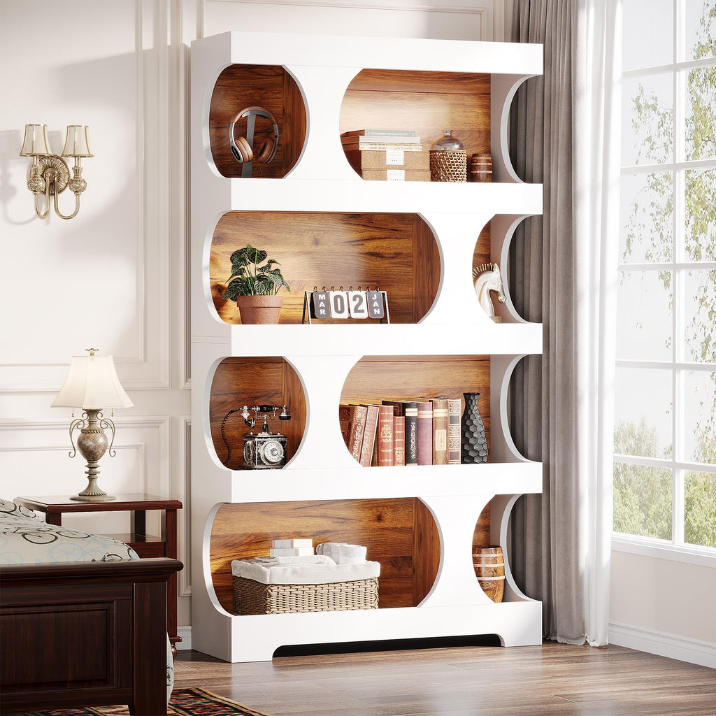 71-Inch Asymmetrical 4-Tier Bookcase