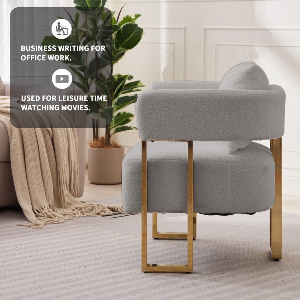 Upholstered Barrel Accent Chairs with Gold Legs – Set of 2