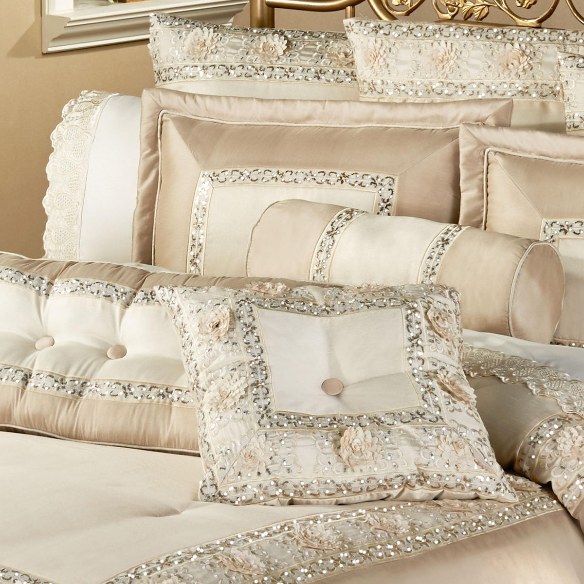 Touch of Class Luxury Elegante Faux Silk Comforter Bedding, Queen, 4 Pc Set