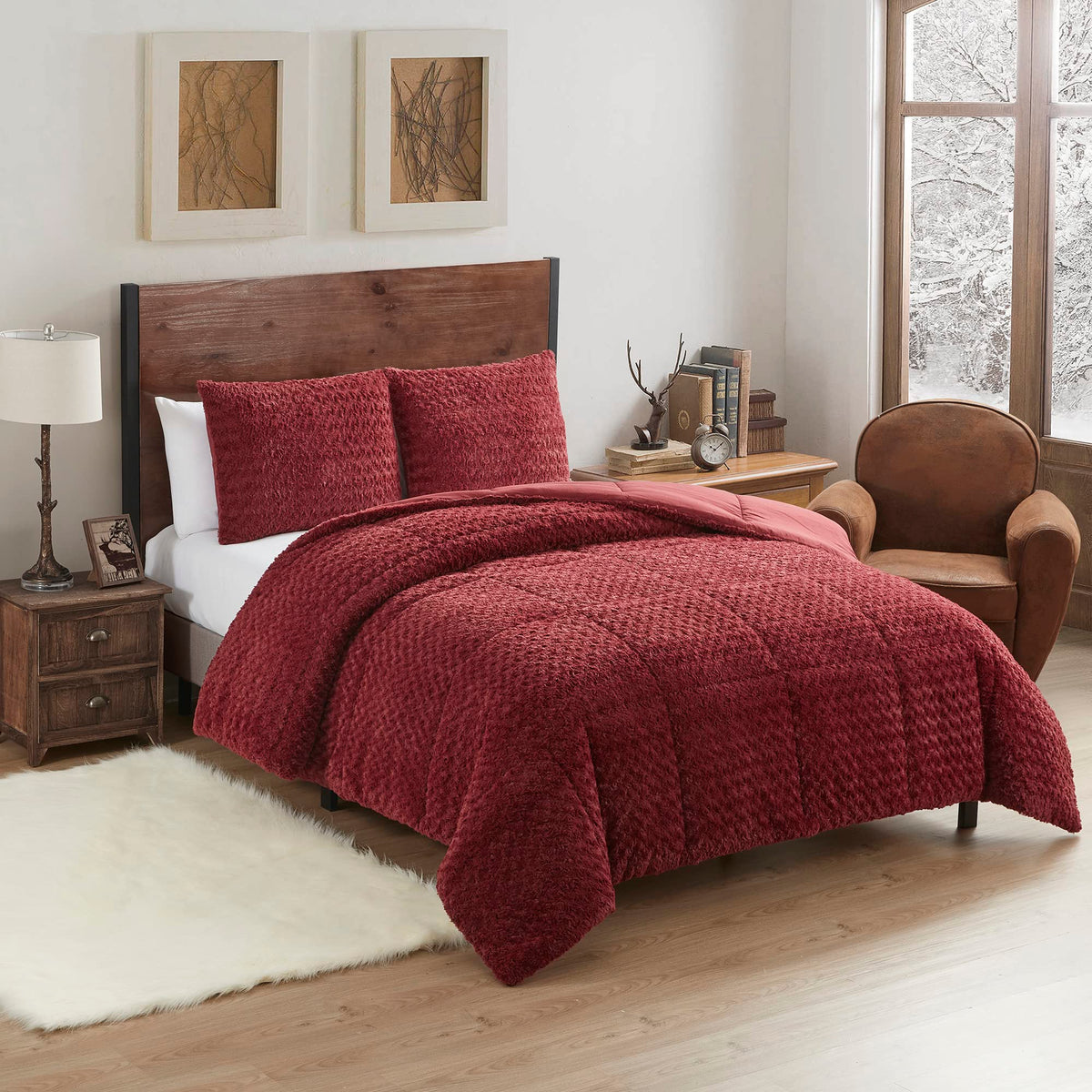 King Size Comforter Set 3 Piece Animal Faux Fur Ultra Soft Bedding Collection with