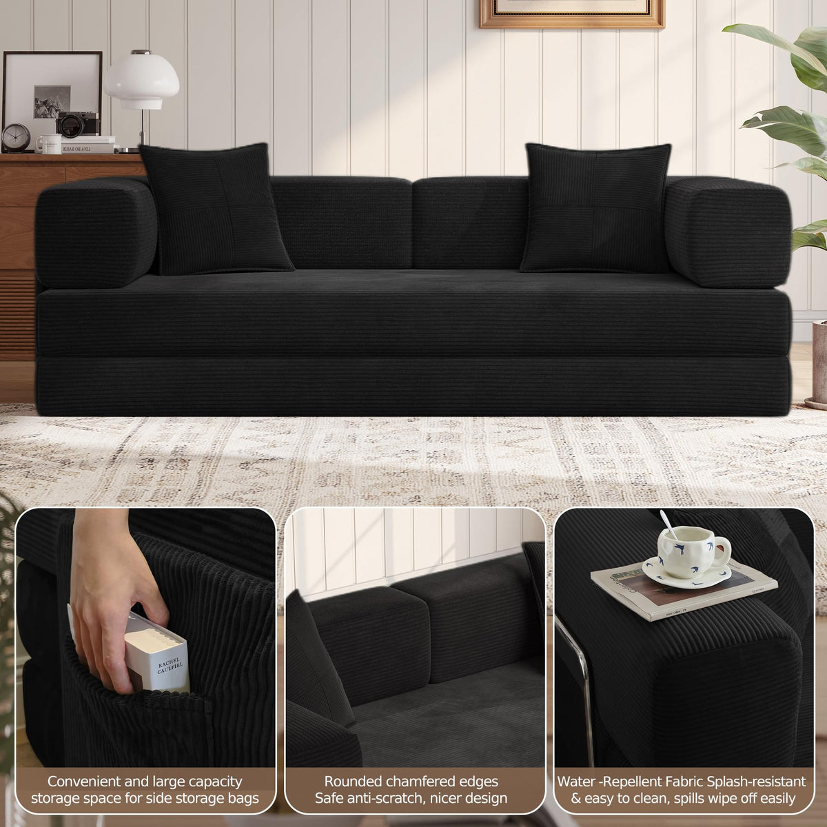 78.8'' Futon Sofa Bed, Boneless Couches for Living Room