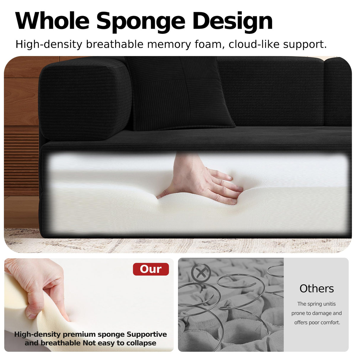 78.8'' Futon Sofa Bed, Boneless Couches for Living Room
