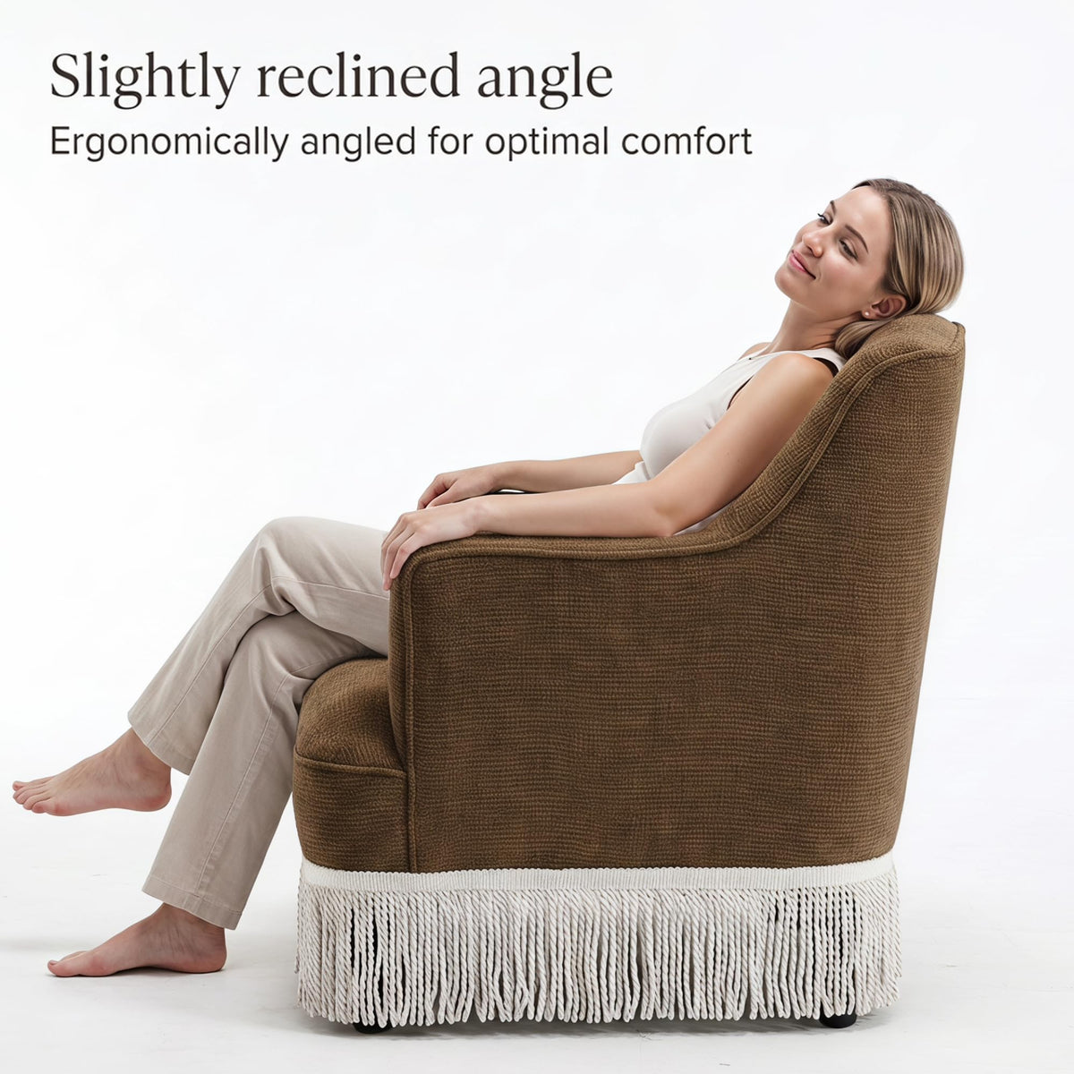 Hyfirm Vintage Accent Chair with Fringe Tassel Skirt