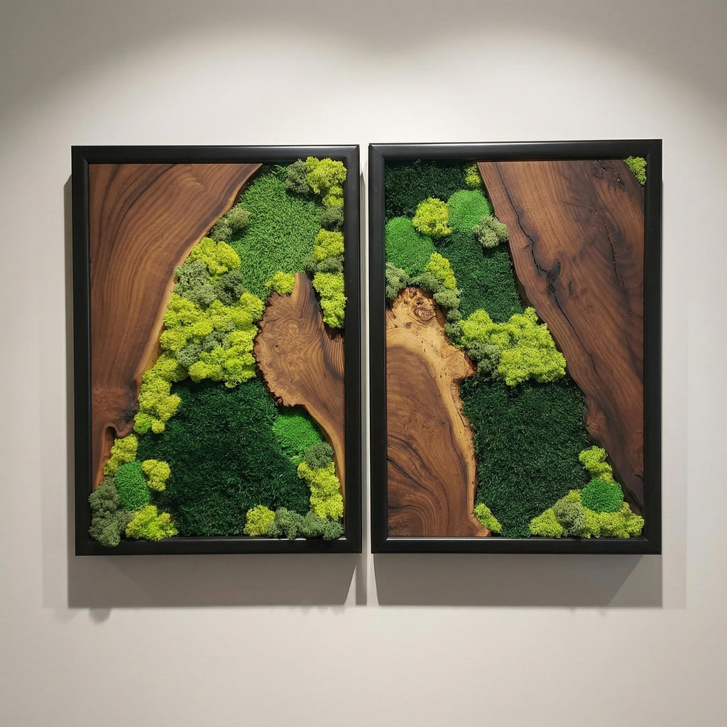 Preserved Moss Wall Art in Cedar Frame