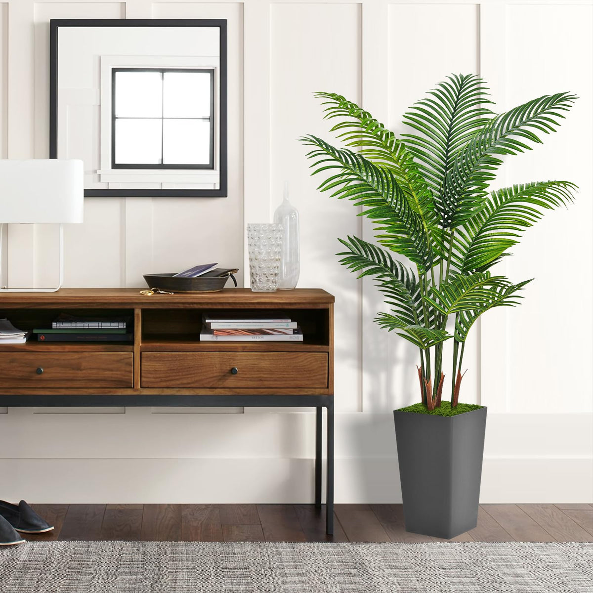 Faux Palm Tree with Tall Planter