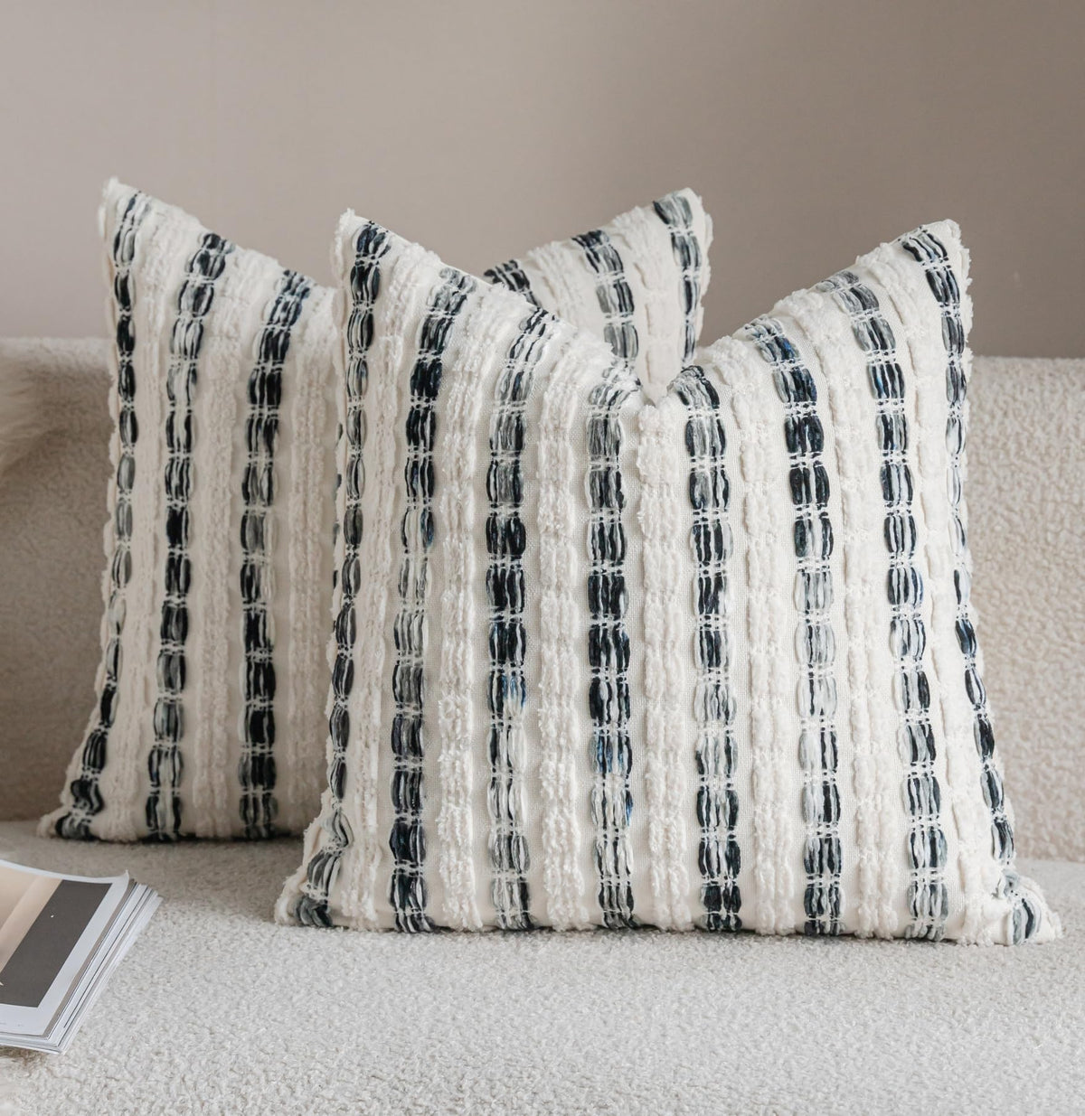 Striped Chenille Pillow Covers