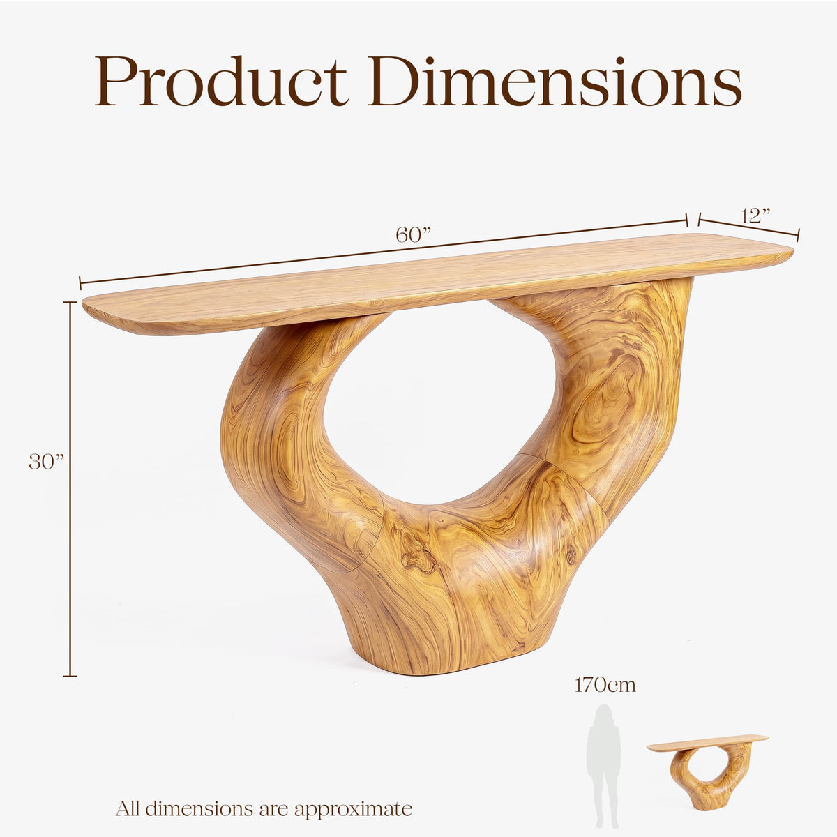 Monkey Pod Console Table No. 07, Hand-Carved Live Edge